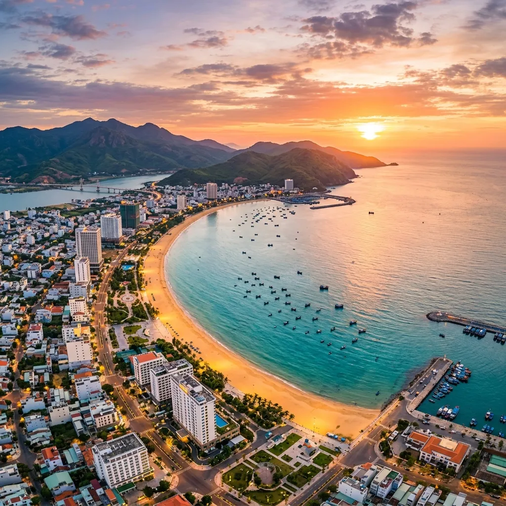 Quy Nhon, Vietnam, coastal city with mountains
